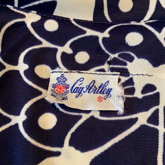 Gorgeous Vintage Cay Artley Long Sleeved Navy and White Button up Dress Sz M-L - Picture 6 of 12